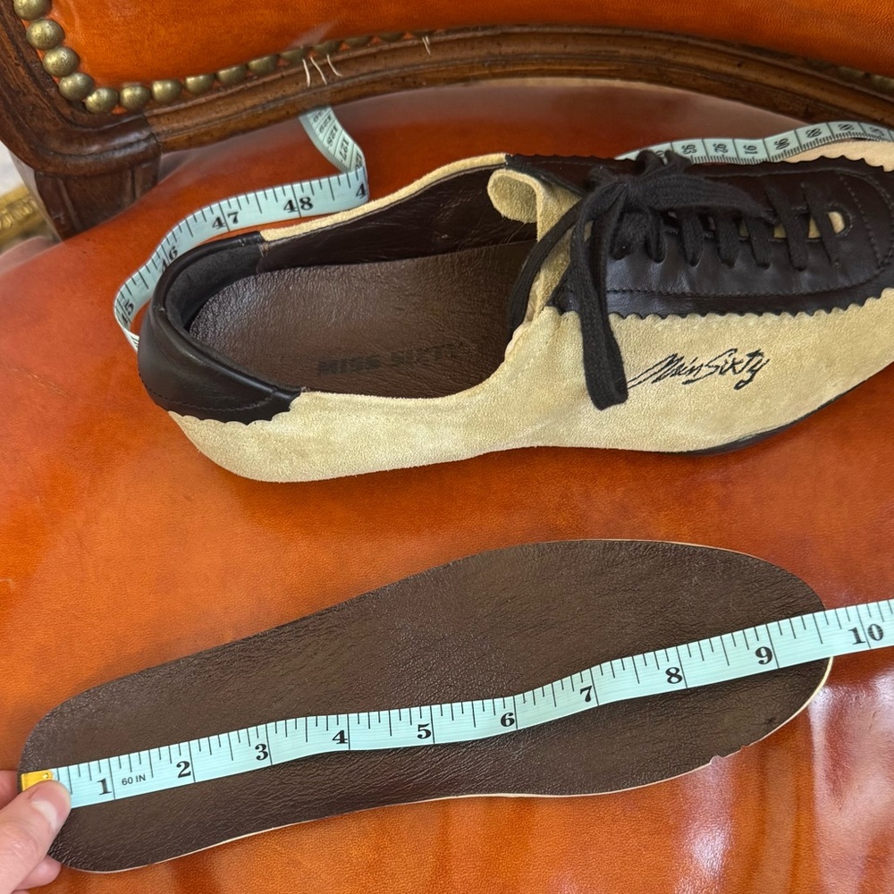 Miss Sixty Y2K Beige Brown Suede Leather Lace Up Sneakers Made in Italy Sz 37 - Picture 11 of 11